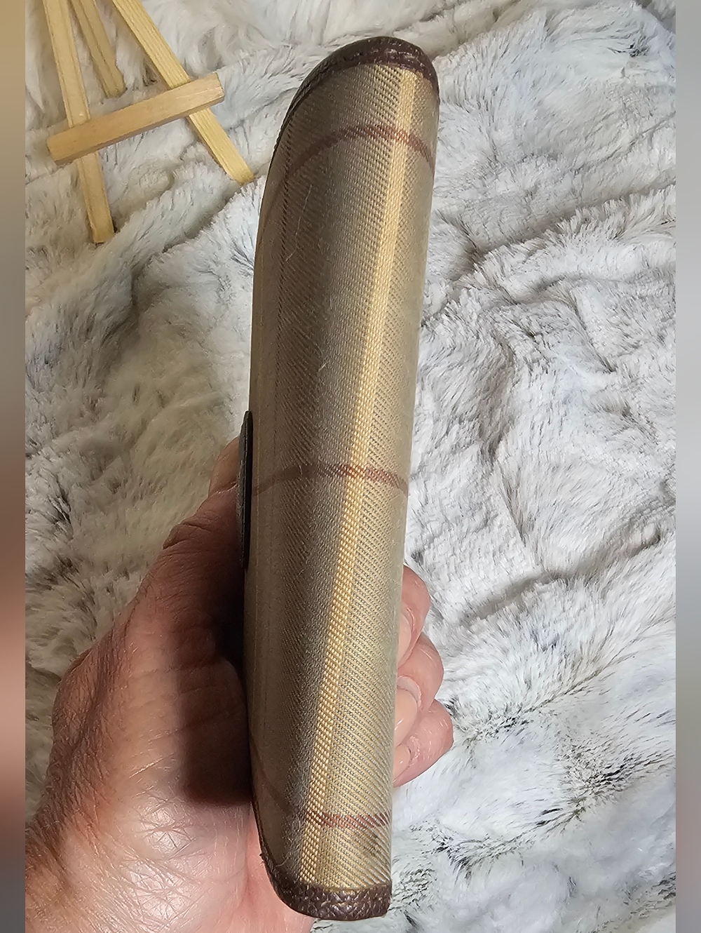 Burberry Beige and Brown Plaid Compact Kiss Wallet - Picture 13 of 14